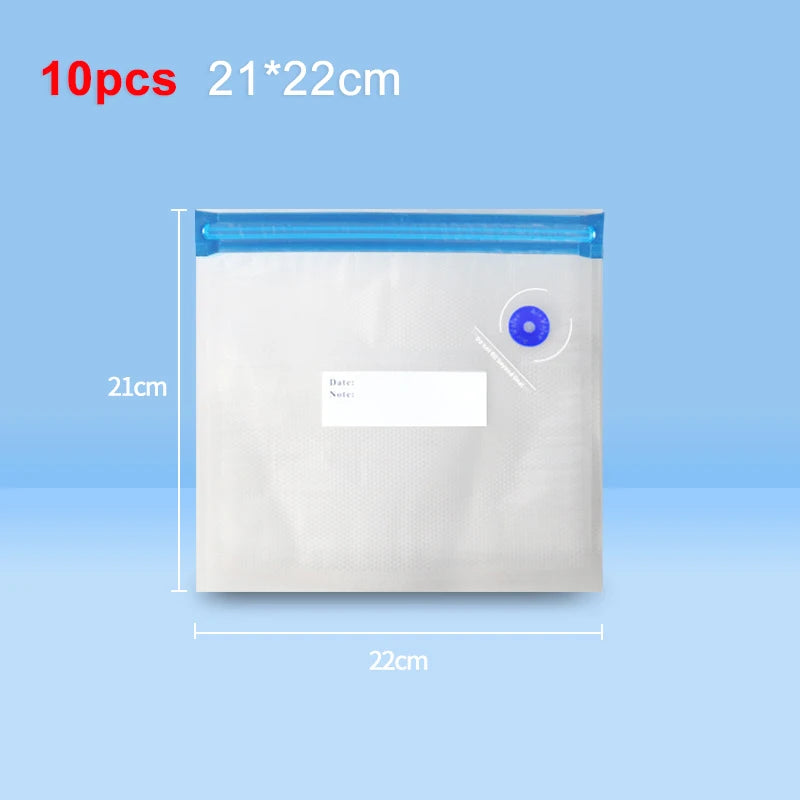 Reusable Vacuum Seal Food Storage Bags — 10-Pack BPA-Free Airtight Bags with Air Valve