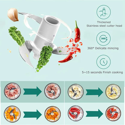 USB Rechargeable Electric Garlic Chopper — Mini Food Processor and Vegetable Mincer