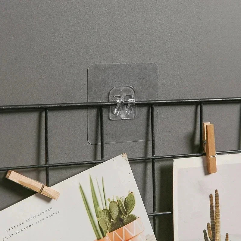 Clear Acrylic Self-Adhesive Wall Hooks — No-Drill, 10 or 20 Pack