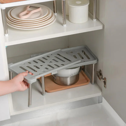 Expandable Kitchen Cabinet Shelf Organizer — Adjustable Multi-Tier Spice and Dish Rack