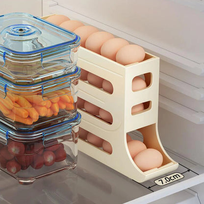 Refrigerator Egg Holder — 4-Tier Auto-Rolling Egg Dispenser Rack