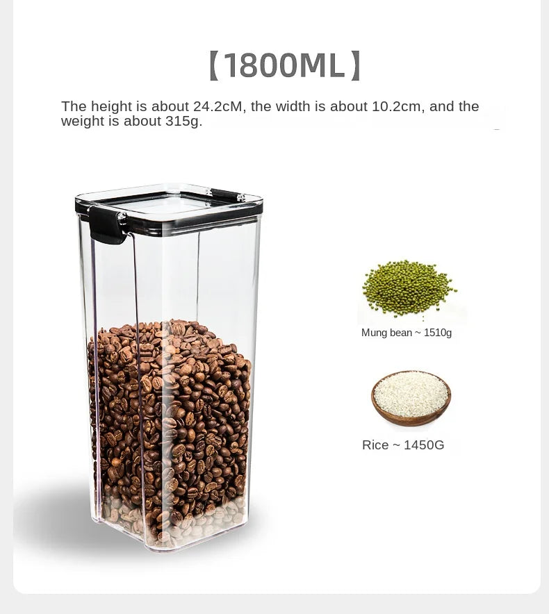 Airtight Kitchen Storage Jars — Pantry Canisters for Grain and Cereal