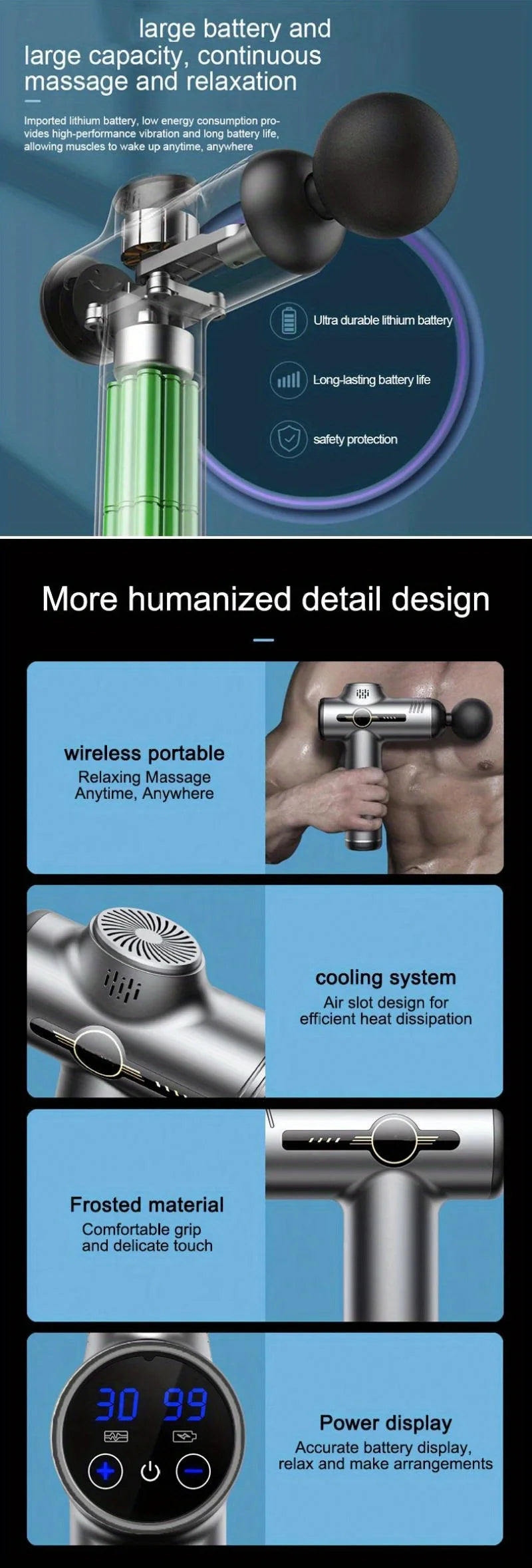 Professional Percussion Muscle Massage Gun — Deep Tissue Massager for Back, Neck and Body Recovery