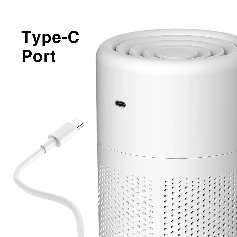 Mini Desktop Air Purifier with HEPA Filter — USB Powered Home and Office Air Cleaner and Deodorizer