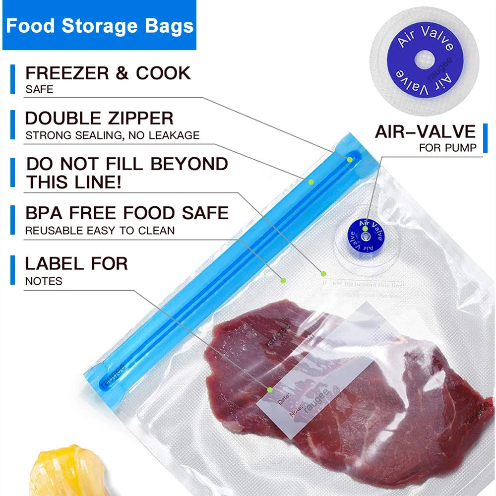Reusable Vacuum Seal Food Storage Bags — 10-Pack BPA-Free Airtight Bags with Air Valve