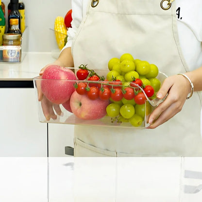 Clear Refrigerator Pull-Out Drawer Organizer — Fridge and Cabinet Storage Box