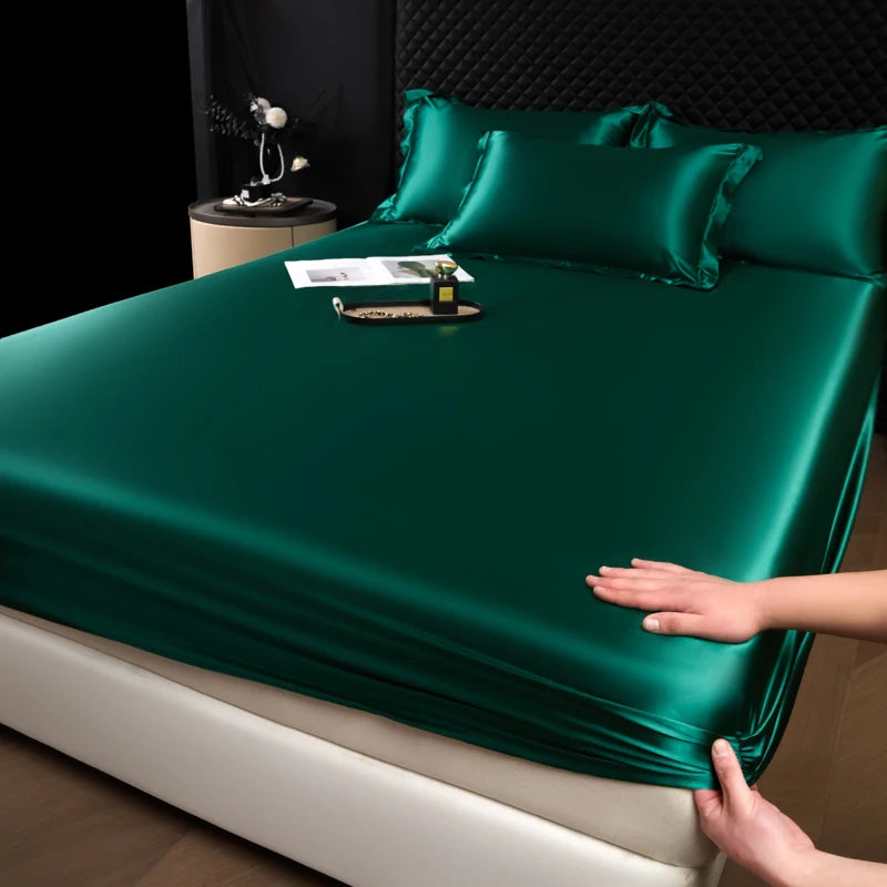 Satin Fitted Bed Sheet — Deep Pocket Elastic Rayon Mattress Cover