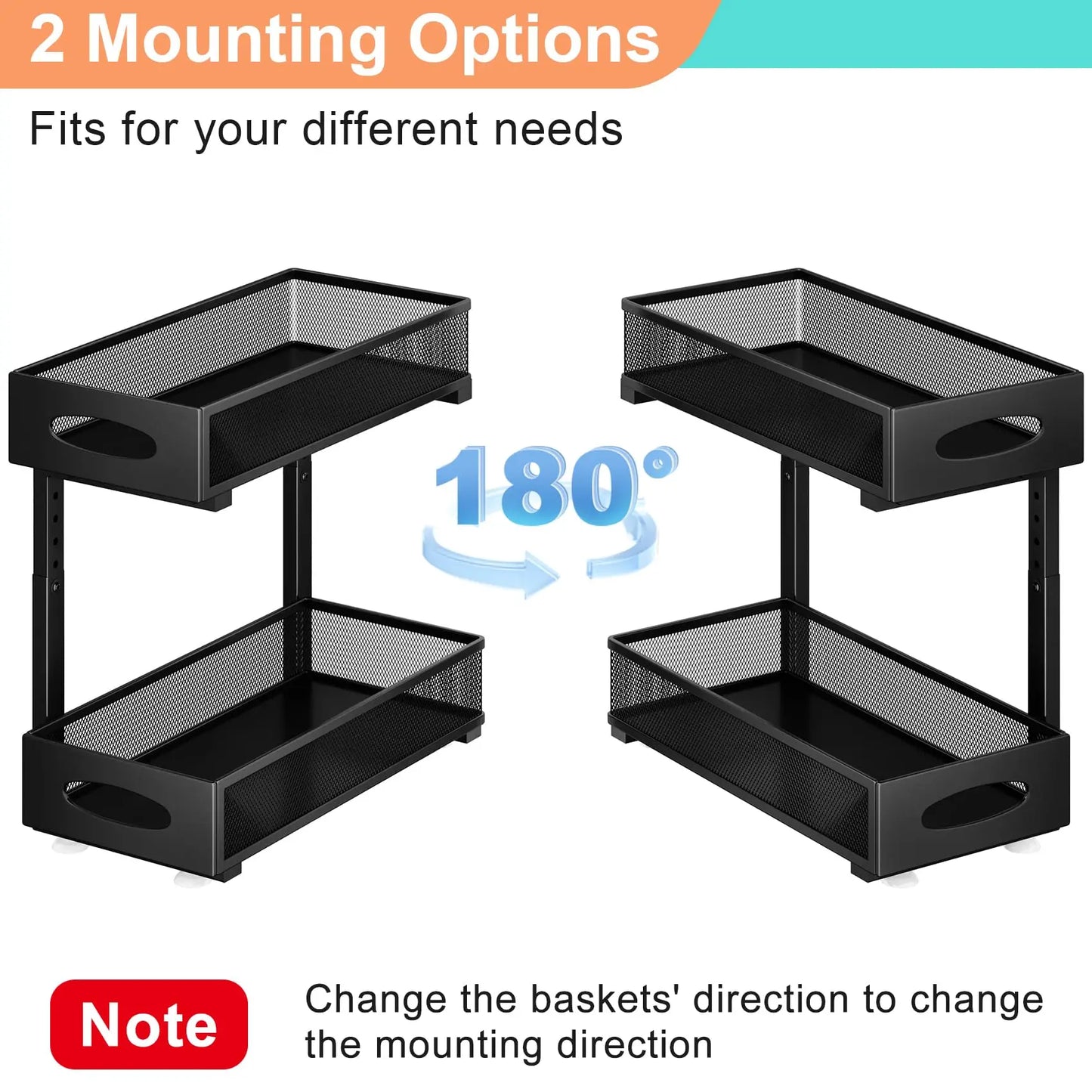 Under Sink Organizer — 2-Tier Sliding Cabinet Storage with Pull-Out Drawer