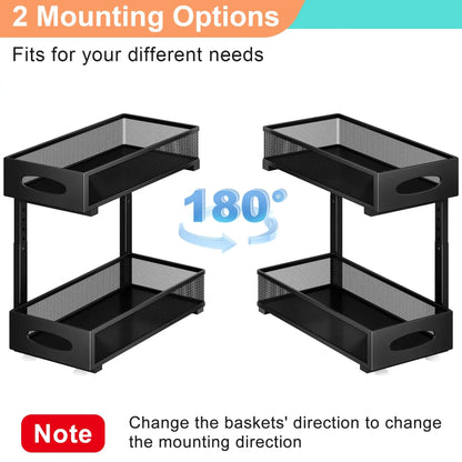 Under Sink Organizer — 2-Tier Sliding Cabinet Storage with Pull-Out Drawer