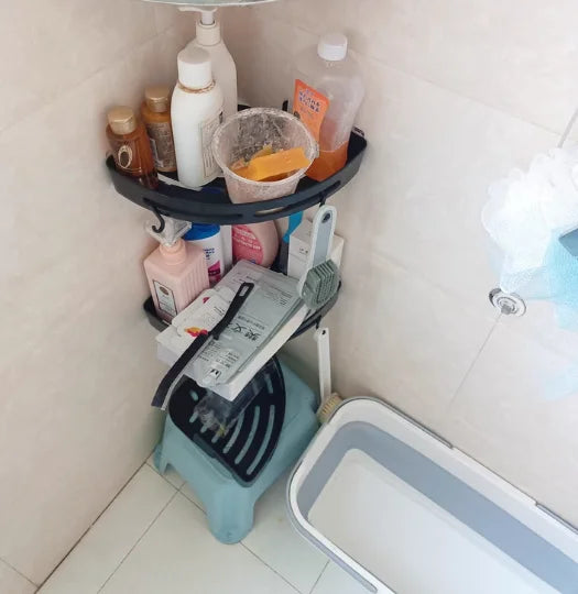 No-Drill Adhesive Shower Shelf — Waterproof Wall-Mounted Bathroom Storage Rack