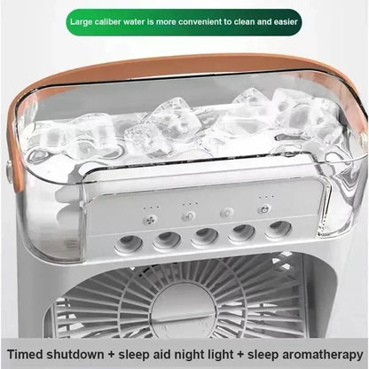 3-in-1 Personal Air Cooler with Fan, Humidifier and LED Night Light — Portable Desktop Cooler