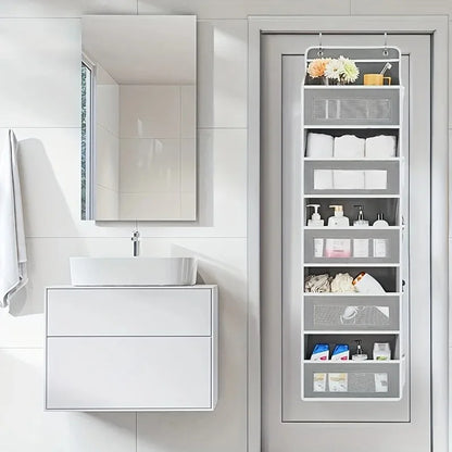 Over-Door Hanging Storage Organizer — 5-Shelf Behind Door Rack for Pantry and Closet