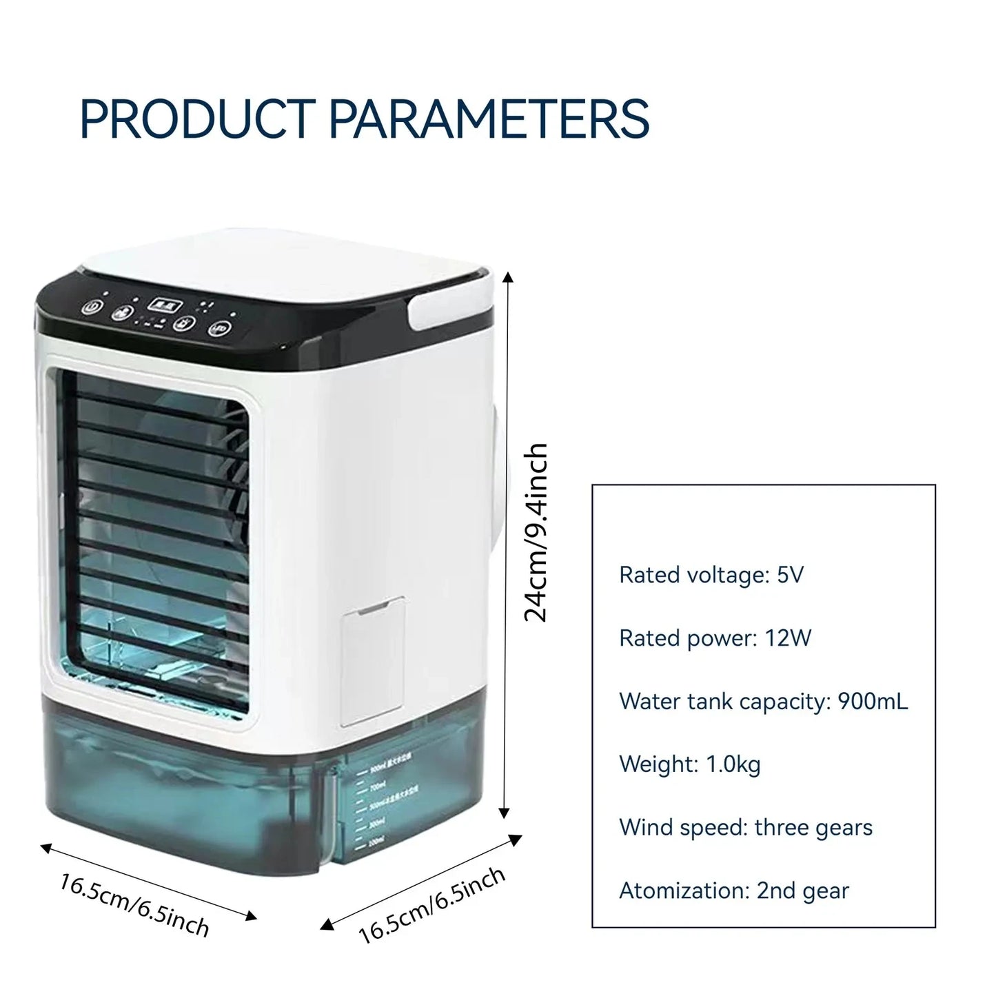 Portable Mini Evaporative Air Cooler with 900ml Water Tank — 3-Speed Desktop Personal Cooler