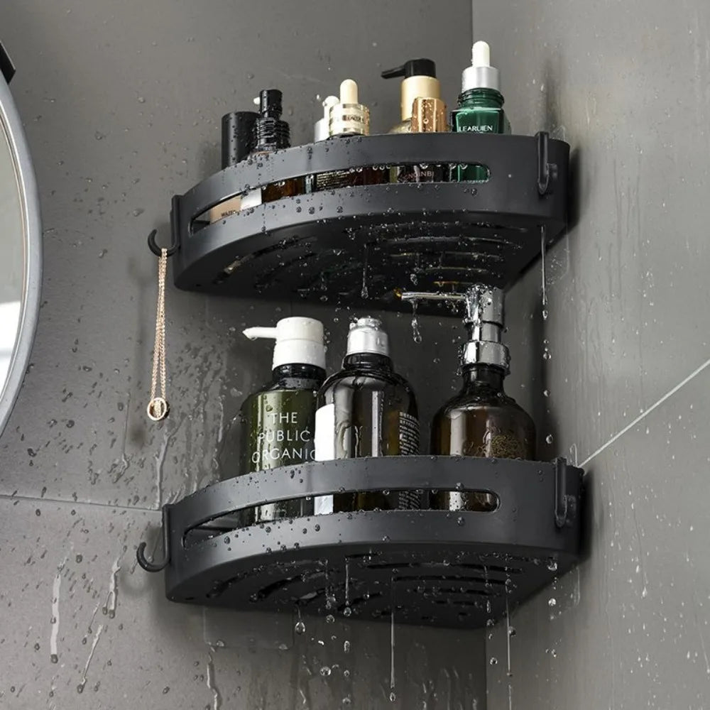 No-Drill Adhesive Shower Shelf — Waterproof Wall-Mounted Bathroom Storage Rack