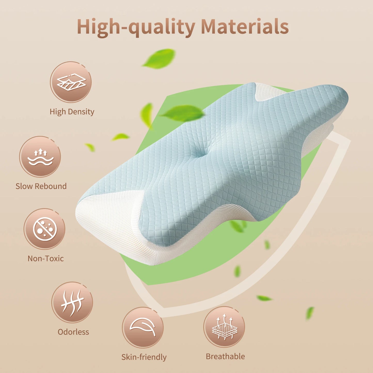 Ergonomic Memory Foam Neck Support Pillow — Ice Silk Cooling Cover for Better Sleep