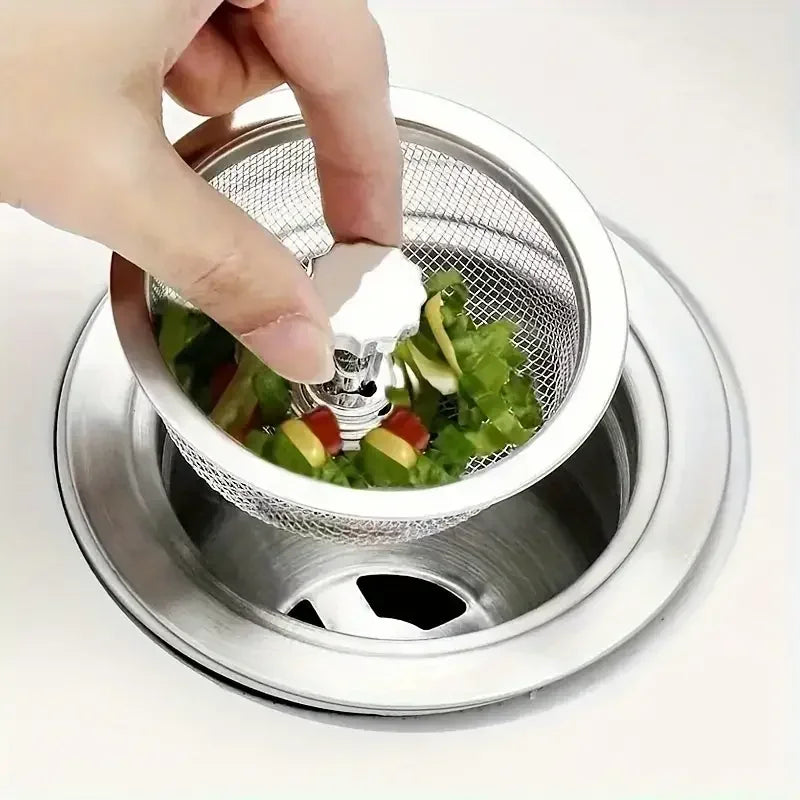 Stainless Steel Kitchen Sink Strainer Set — 2-Pack Drain Basket with Handle and Stopper