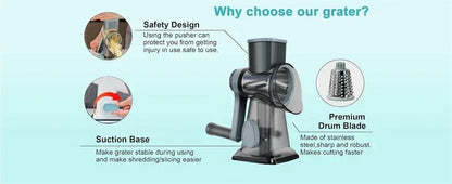 Rotary Cheese Grater — Manual Vegetable Slicer and Nut Grinder