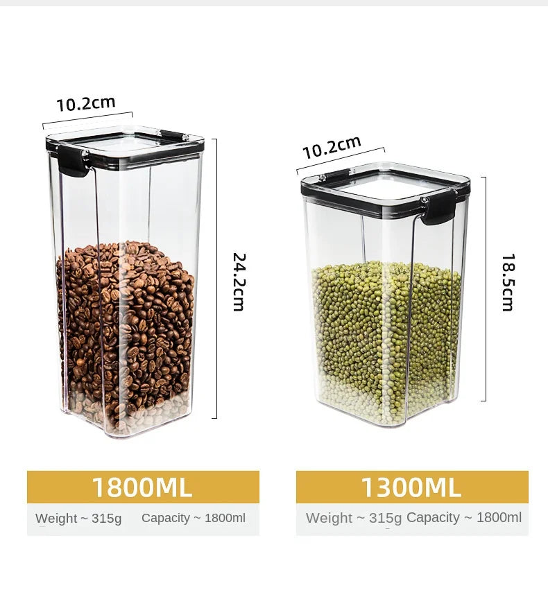 Airtight Kitchen Storage Jars — Pantry Canisters for Grain and Cereal