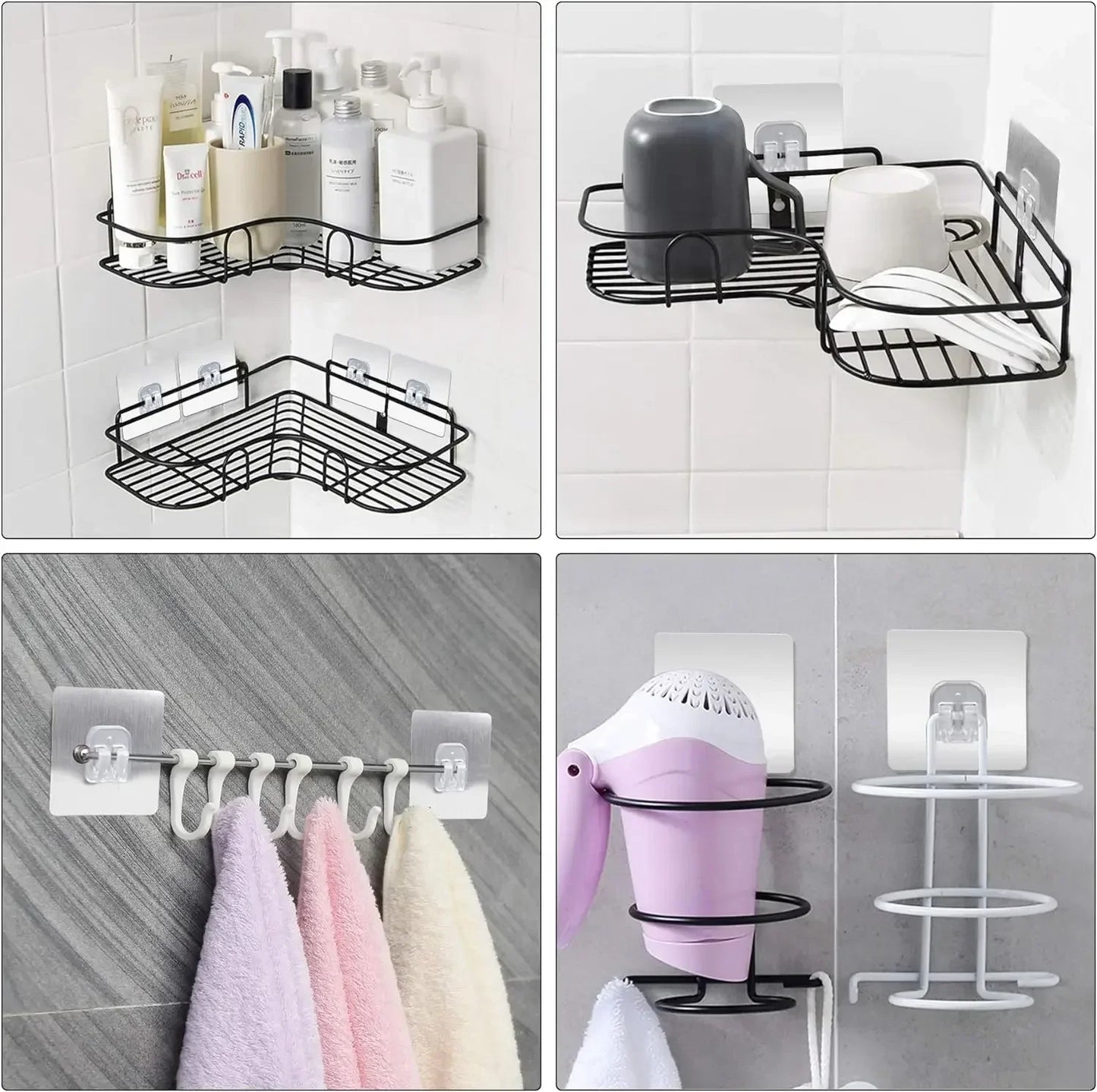 Clear Acrylic Self-Adhesive Wall Hooks — No-Drill, 10 or 20 Pack