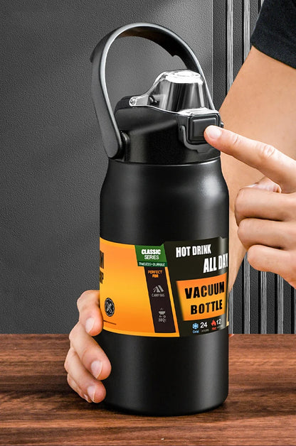 Stainless Steel Insulated Travel Tumbler with Straw — Vacuum Flask for Hot and Cold Drinks