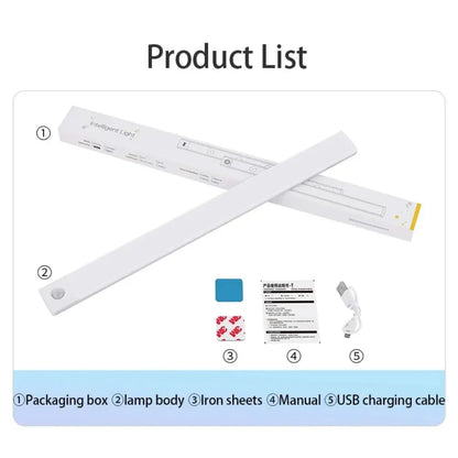 Under Cabinet Motion Sensor LED Light — USB Rechargeable Kitchen and Closet Lighting