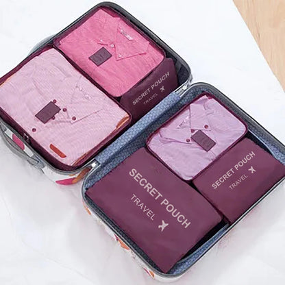 6 Piece Travel Storage Bag Set — Waterproof Luggage Organizer Bags for Clothes and Accessories