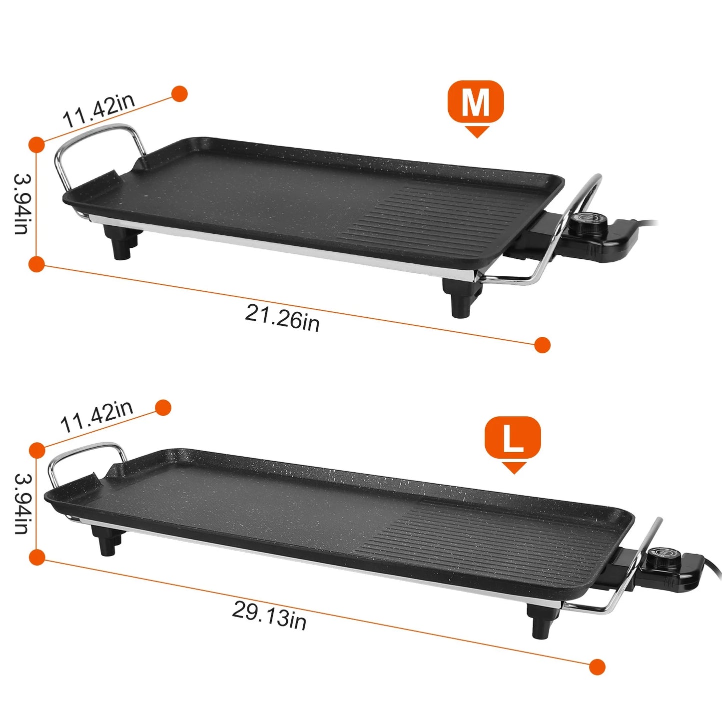 1500W Electric BBQ Grill — Indoor Outdoor Portable Griddle with 5 Heat Levels and Non-Stick Dual Surface