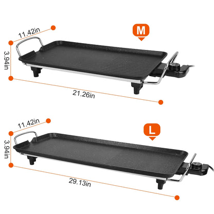 1500W Electric BBQ Grill — Indoor Outdoor Portable Griddle with 5 Heat Levels and Non-Stick Dual Surface