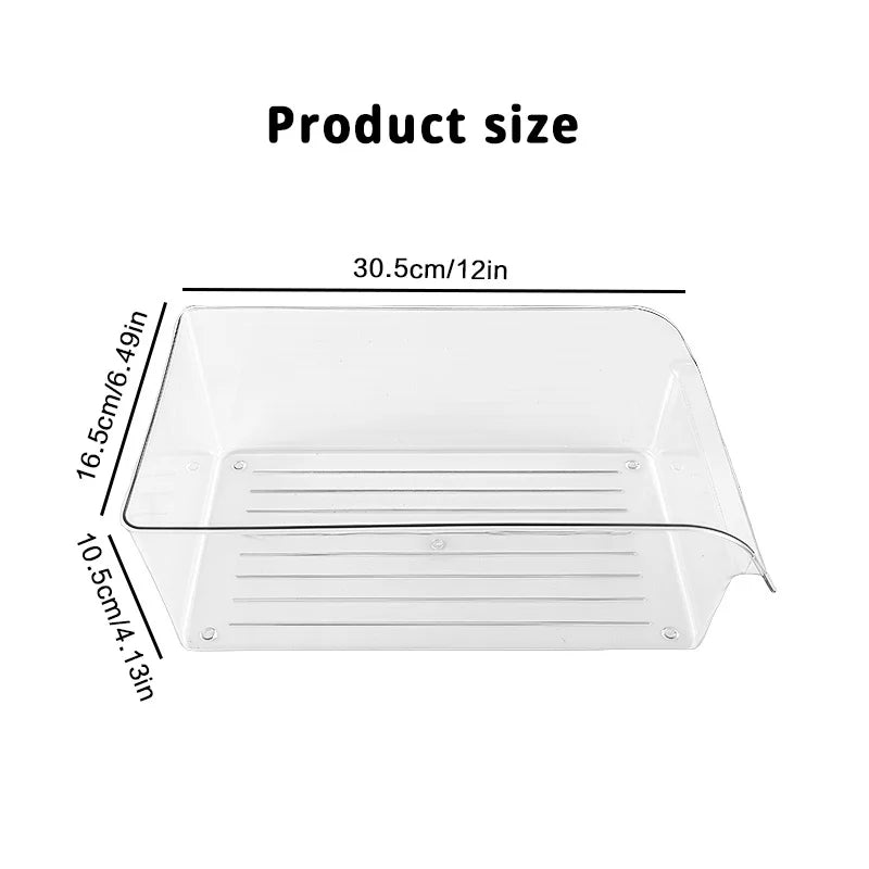 Clear Refrigerator Pull-Out Drawer Organizer — Fridge and Cabinet Storage Box