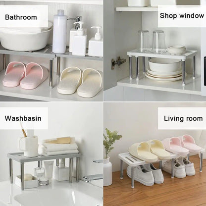Expandable Kitchen Cabinet Shelf Organizer — Adjustable Multi-Tier Spice and Dish Rack