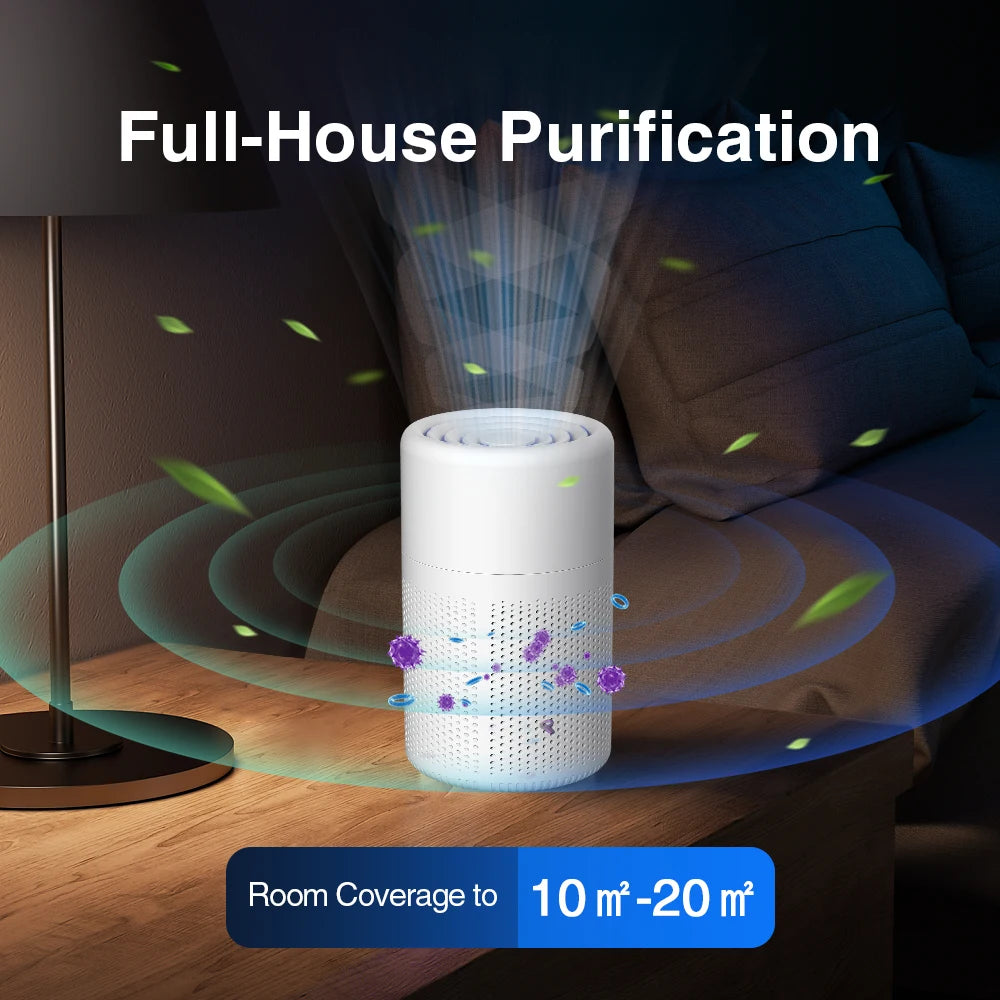 Mini Desktop Air Purifier with HEPA Filter — USB Powered Home and Office Air Cleaner and Deodorizer