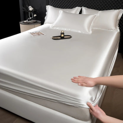 Satin Fitted Bed Sheet — Deep Pocket Elastic Rayon Mattress Cover