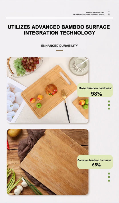 Bamboo Cutting Board — Double-Sided Kitchen Chopping Board with Juice Groove