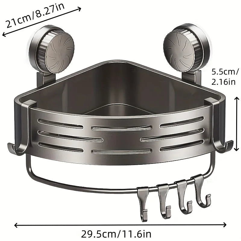 No-Drill Corner Shower Caddy with Suction Cup Mount