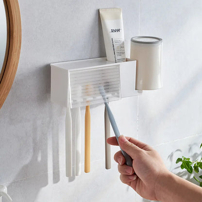 Suction Cup Bathroom Organizer — Wall Mount Toothbrush and Toothpaste Holder