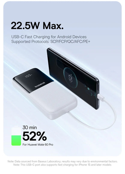 20,000mAh Fast Charging Portable Power Bank — PD 22.5W Travel Phone Charger
