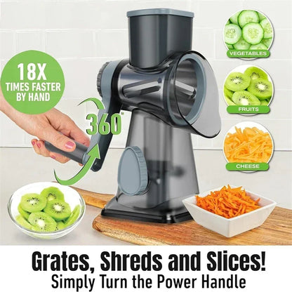 Rotary Cheese Grater — Manual Vegetable Slicer and Nut Grinder