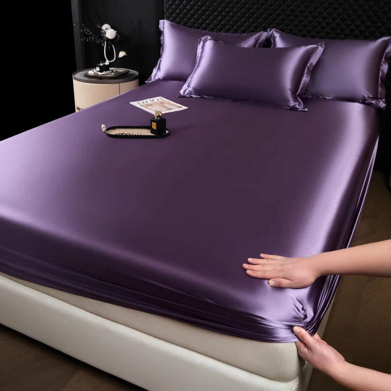 Satin Fitted Bed Sheet — Deep Pocket Elastic Rayon Mattress Cover