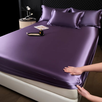 Satin Fitted Bed Sheet — Deep Pocket Elastic Rayon Mattress Cover