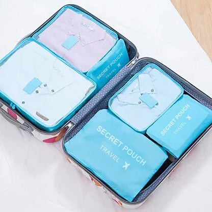 6 Piece Travel Storage Bag Set — Waterproof Luggage Organizer Bags for Clothes and Accessories