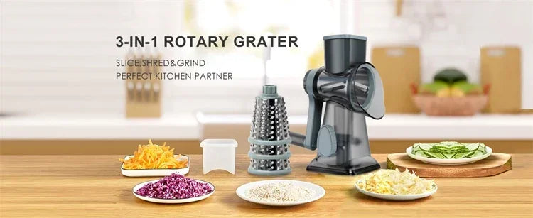 Rotary Cheese Grater — Manual Vegetable Slicer and Nut Grinder