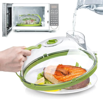Microwave Splatter Cover with Steam Vents — 10-Inch Clear Lid with Handle