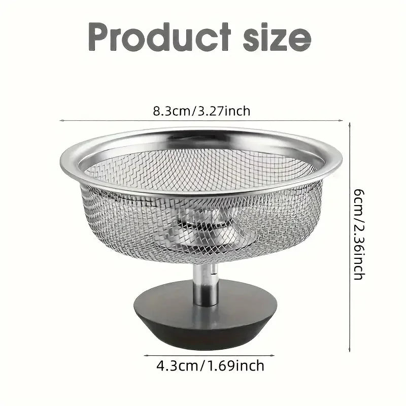 Stainless Steel Kitchen Sink Strainer Set — 2-Pack Drain Basket with Handle and Stopper