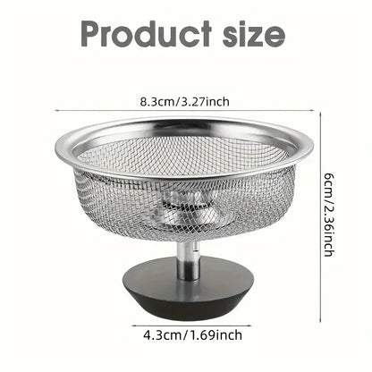 Stainless Steel Kitchen Sink Strainer Set — 2-Pack Drain Basket with Handle and Stopper