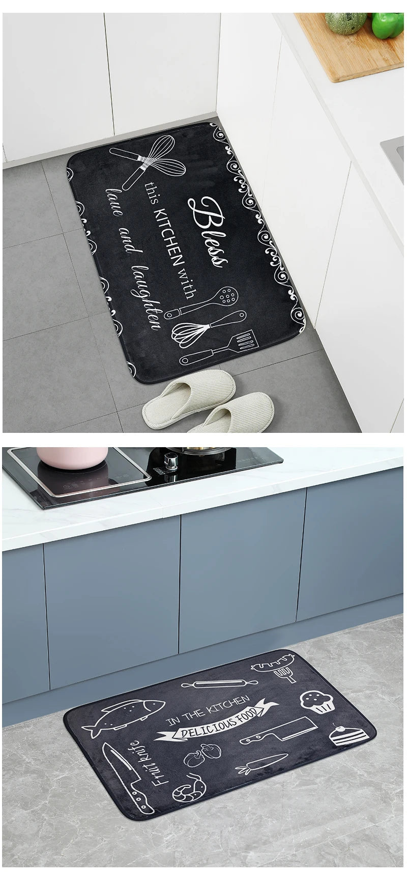 Non-Slip Kitchen and Bathroom Floor Mat — Quick-Dry Absorbent Rug