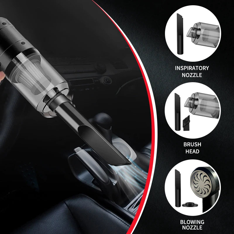 Handheld Cordless Car Vacuum — 15000PA Portable Multi-Nozzle Vacuum for Car, Home and Pet Hair