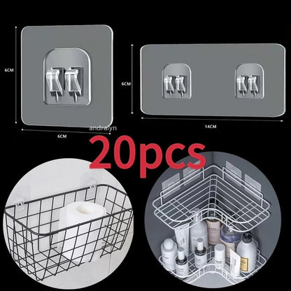 Clear Acrylic Self-Adhesive Wall Hooks — No-Drill, 10 or 20 Pack