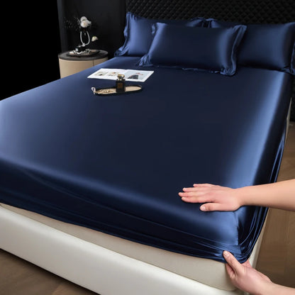 Satin Fitted Bed Sheet — Deep Pocket Elastic Rayon Mattress Cover