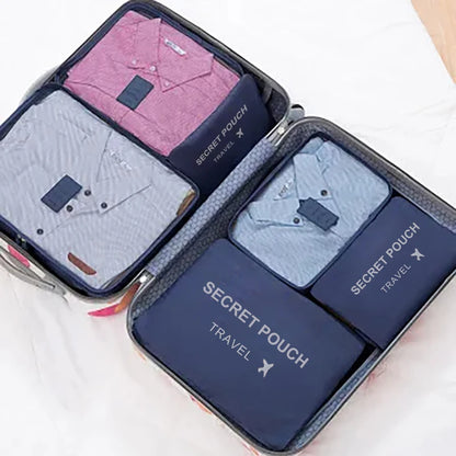 6 Piece Travel Storage Bag Set — Waterproof Luggage Organizer Bags for Clothes and Accessories