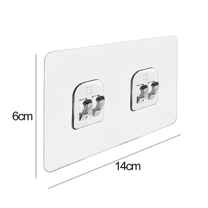 Clear Acrylic Self-Adhesive Wall Hooks — No-Drill, 10 or 20 Pack
